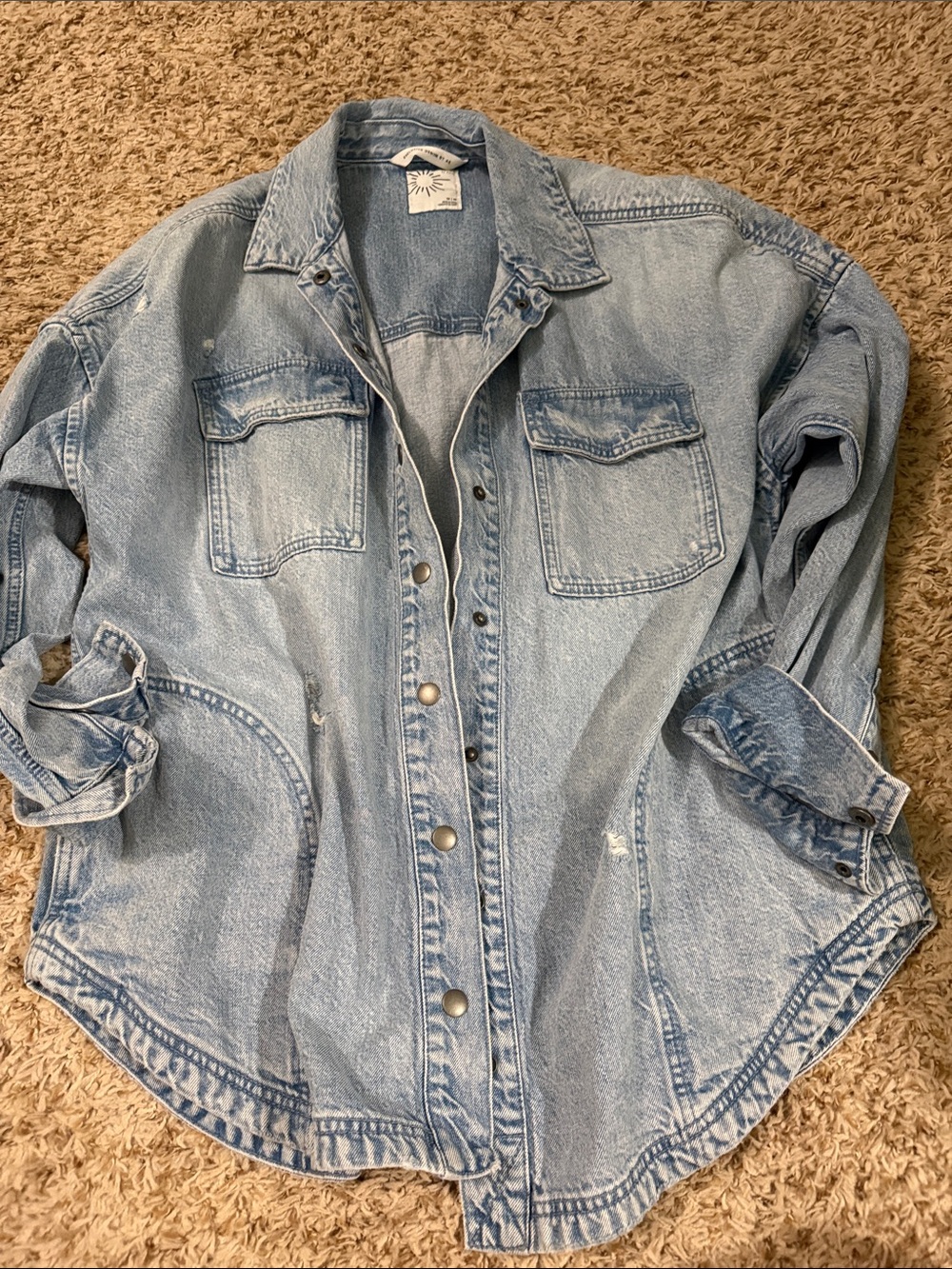 aerie Light Wash Blue Denim Jean Jacket